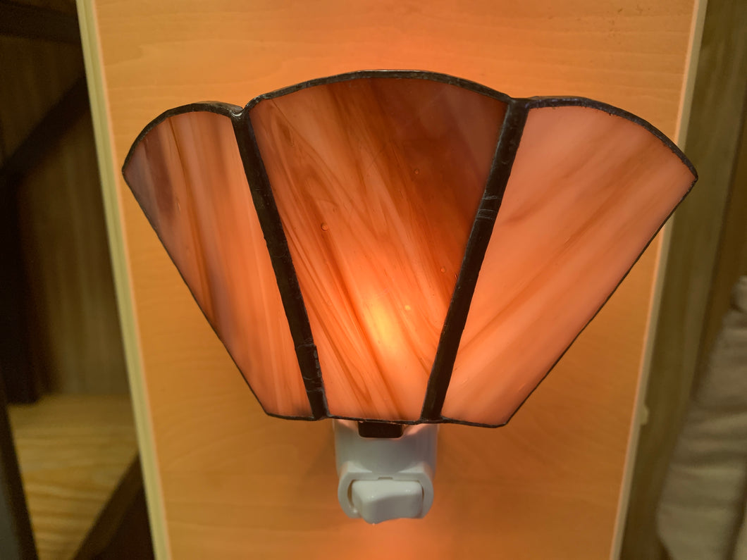 Handmade stain glass nightlight- brown and tan