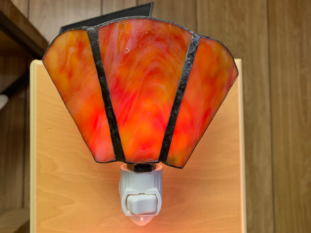 Stain glass night light- orange and yellow glass