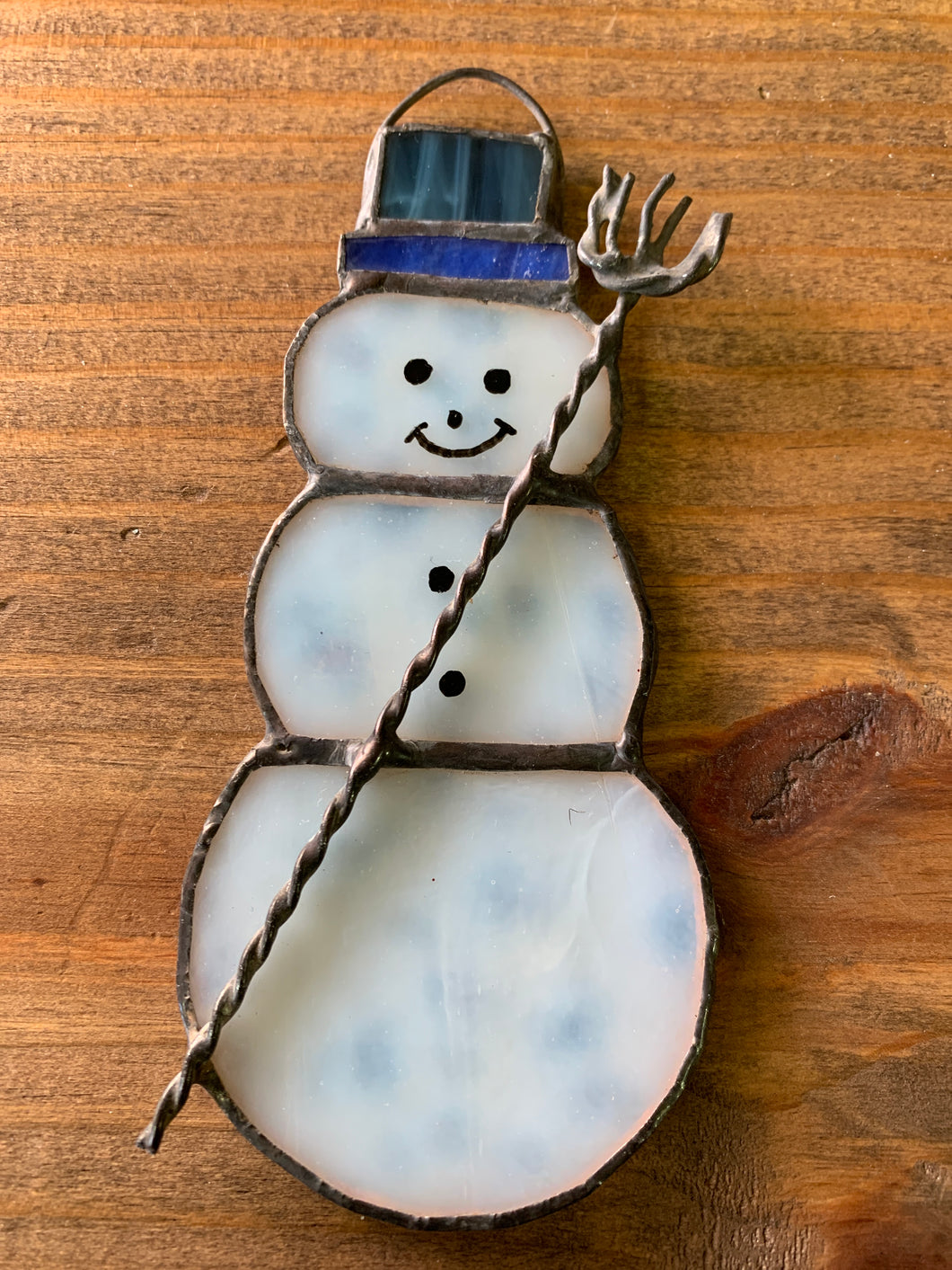 Stained glass snowman ornament